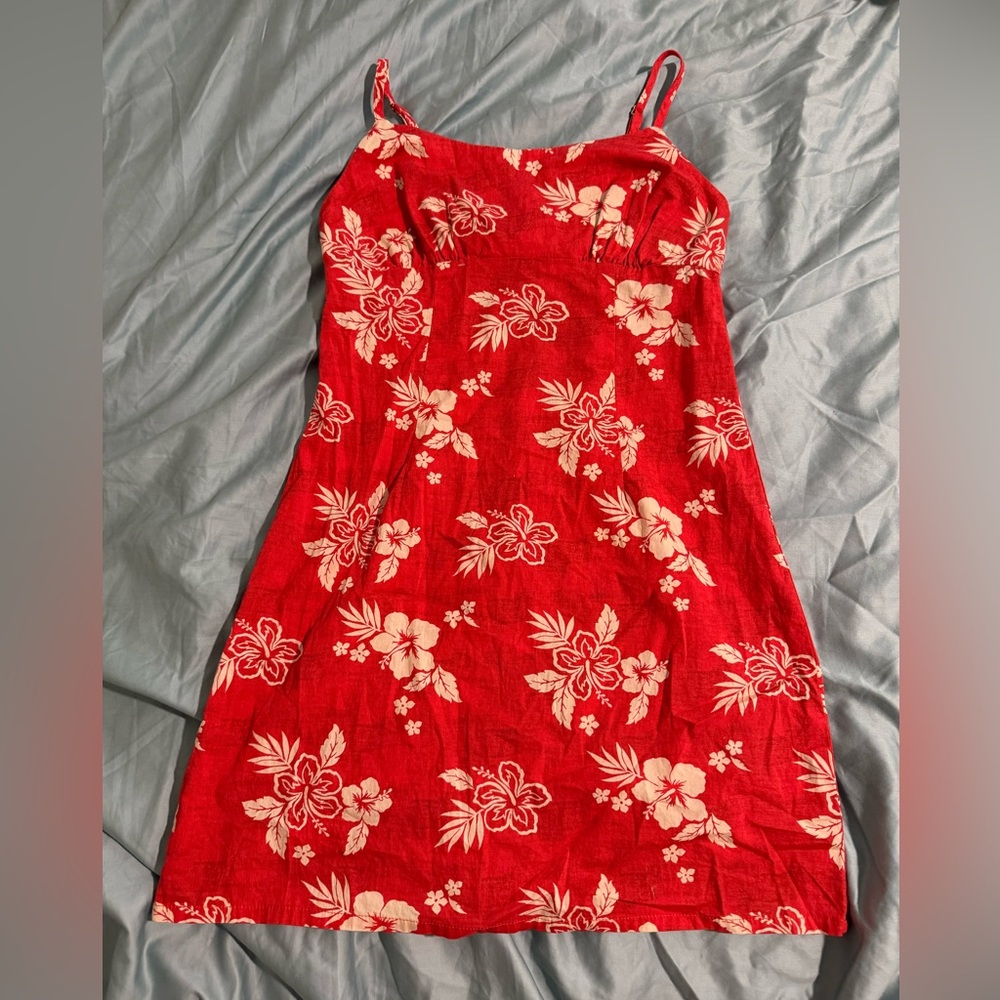 wild fable red mini hibiscus dress size small